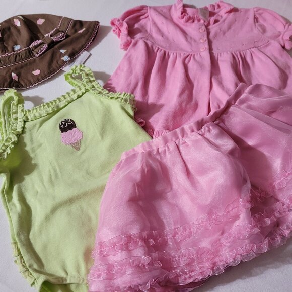 Gymboree Ice Cream Shop NWT hat bodysuit skort, USED sweater outfit